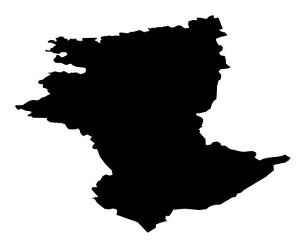A contour map of Kostanay. Kazakh region silhouette