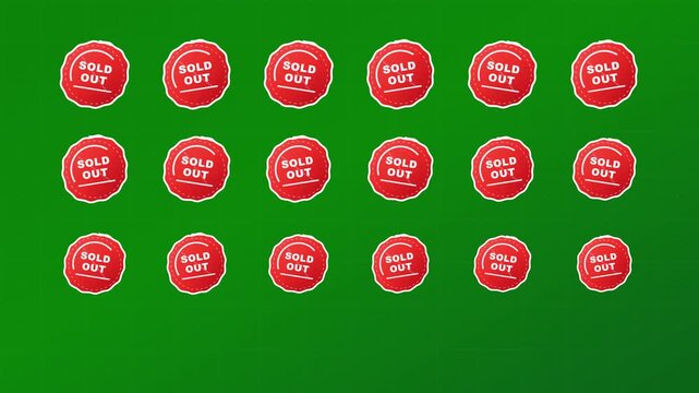Sold out red stamp pattern animation on green screen background, for e-commerce marketing, label retail