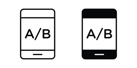 A B testing icon. Set of black vectors © Franklin