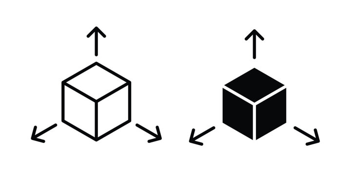 3D modeling icon. Set of black vectors