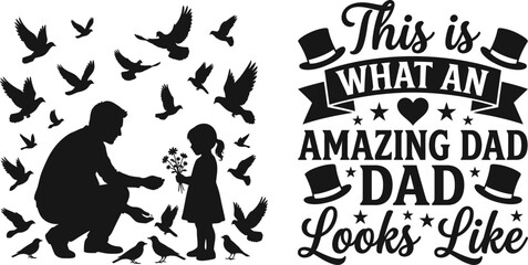 Amazing dad typography with silhouette of father and child © Md. Musaddik Rahman