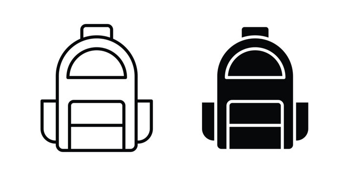 Backpack icon. Set of black vectors