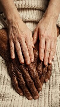A Close-Up of Aging Hands: The Beautiful Texture and Story Behind the Wrinkles and Creases of Hands That Have Experienced a Lifetime of Moments