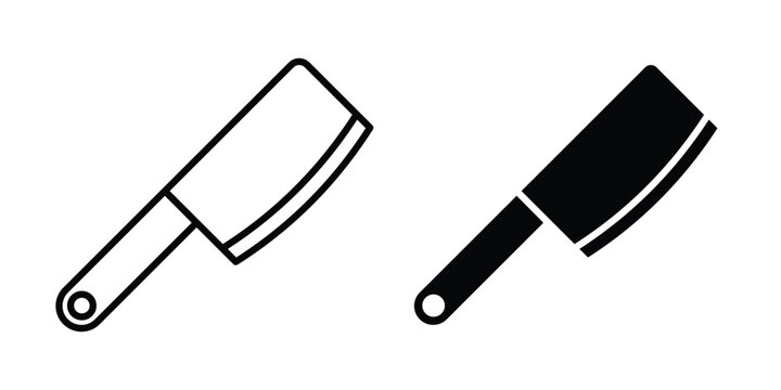 Butcher knife icon. Set of black vectors