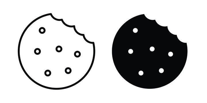 Cookie icon. Set of black vectors