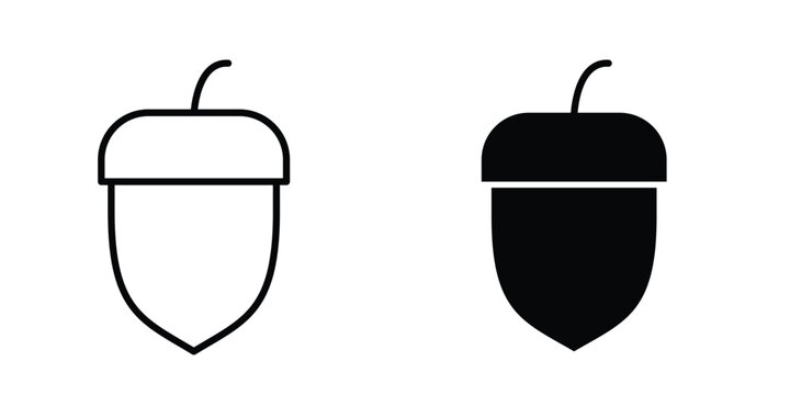 Hazelnut icon. Set of black vectors