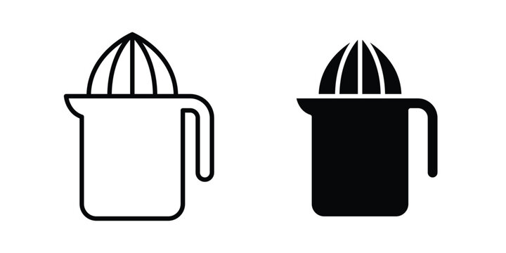 Juicer squeezer icon. Set of black vectors