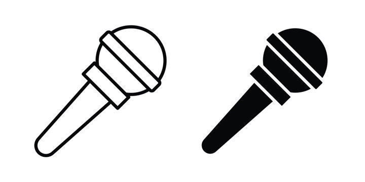 News microphone icon. Set of black vectors