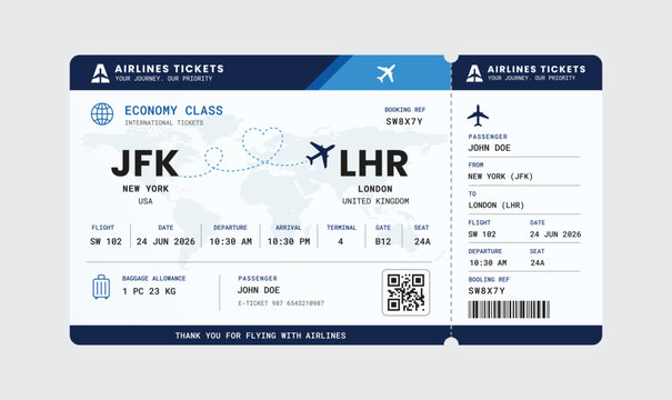 Airline Tickets, Printable and Editable Airline Ticket Template, Travel Boarding Pass Customizable Plane Tickets, Airline Gifts
