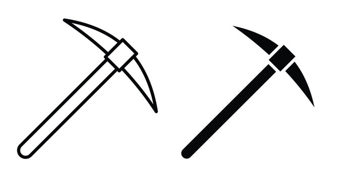 Pick axe icon. Set of black vectors