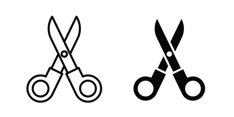 Fototapeta premium Scissors icon. Set of black vectors