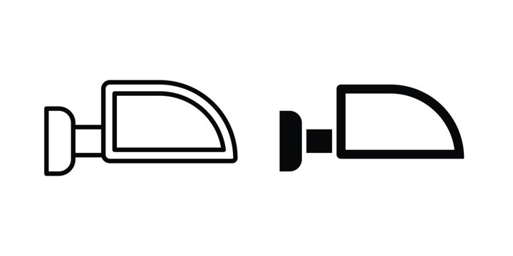 Side mirror icon. Set of black vectors