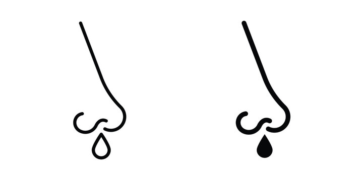 Stuffy nose icon. Set of black vectors
