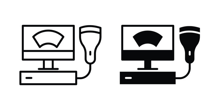 Ultrasonography icon. Set of black vectors