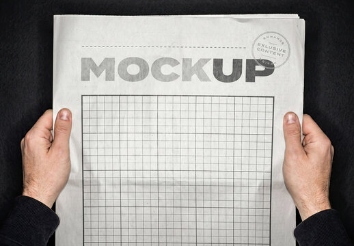 Newspaper Cover Mockup Hard Flash with Hands