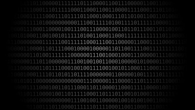 Binary Code Animation on Black Digital Background with Flowing Ones and Zeros Data Stream 4K