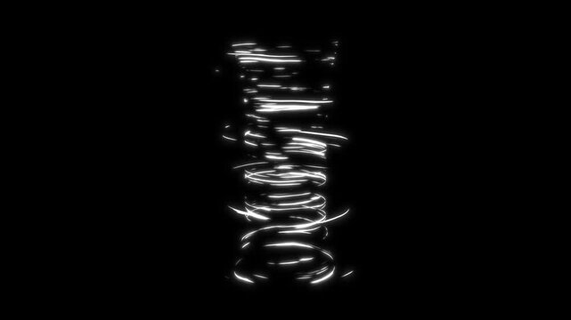 Anime tornado with spinning twister cyclone and whirlwind weather effect, hand drawn cartoon VFX transition, alpha channel disaster motion graphics on transparent and black background 4K