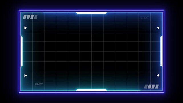 Rectangular hud frame layout for digital interface monitoring. Structured screen element designed for grid based data viewing. Futuristic display frame built for technical control systems.