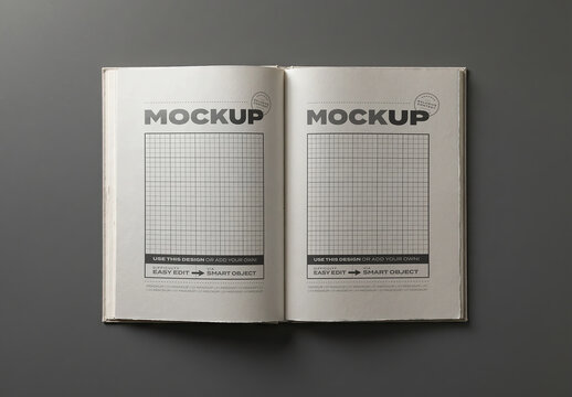 Open Vintage Book Content Pages Mockup