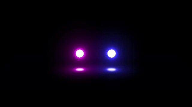 Emergency siren lights flashing at night with red and blue police, fire, and ambulance signals. Rotating and blinking emergency flasher animation on dark background creates urgent safety alert.