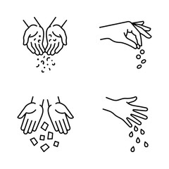 Fototapeta premium Hand Pouring Seeds and Grains Icons Set