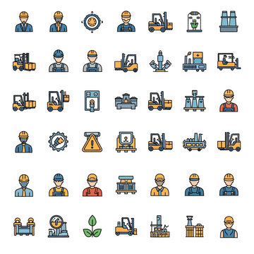 Collection of industry and construction icons.