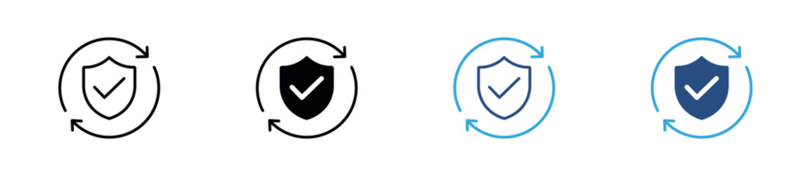 Security Renewal Icon Set. Protection Update, Insurance Verification and Safety Coverage Symbols. Vector Illustration.