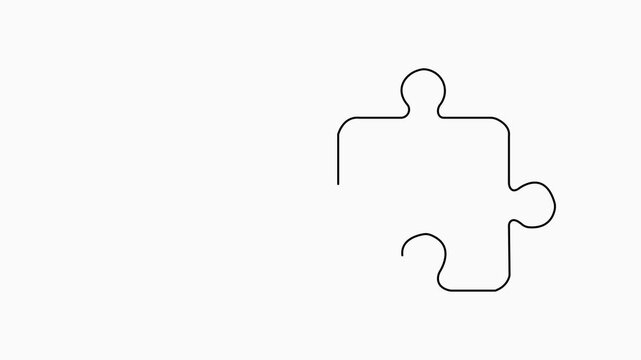 Puzzle piece icon line animation revealing business solution motion graphics