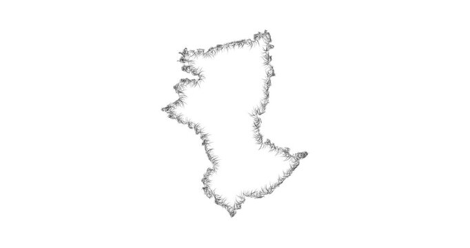 Sketch Qostanay outline map animation - smooth progressive reveal