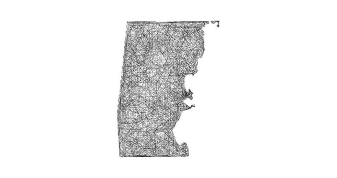 Sketch Choctaw outline map animation - smooth progressive reveal
