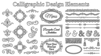 Calligraphic design elements for menu and invitations. © GW