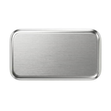 Empty rectangular stainless steel serving tray isolated on transparent background