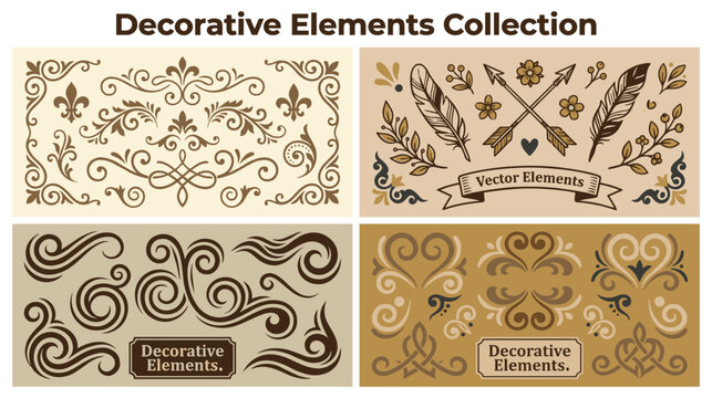 Collection of ornamental vintage style design elements.