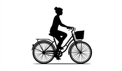 Fototapeta premium Black Female Bicycle Icon Vector Silhouette Isolated on White Background