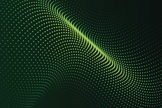 Neon waves dot pattern green luminous abstract texture dots