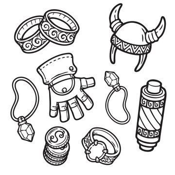 Hand Drawn RPG Item Icons Vol. 3 &ndash; Fantasy Weapons, Potions & Adventure Doodle Assets