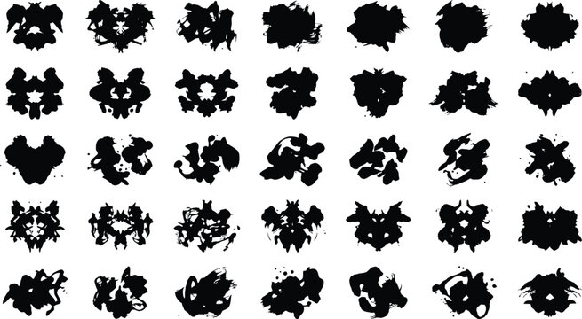 Collection of black inkblot textures