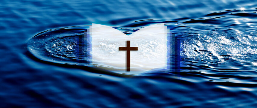 Bible book with Christian cross resurrection. Religion Christ and cross of Jesus Christ, Crucifix, Faith and Hope, christianity and religion concept, christian background. not ai