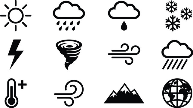 Weather forecast icons set