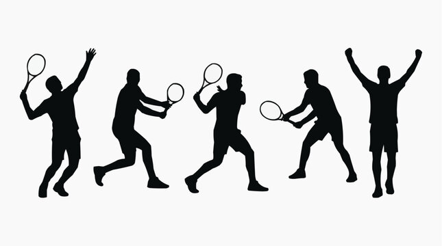 Tennis player action silhouette for the concept of sports and fitness.