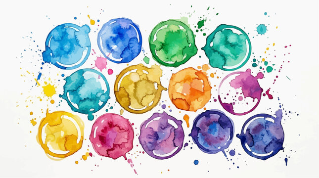 A colorful watercolor splash in circular shape for the concept of artistic creativity.