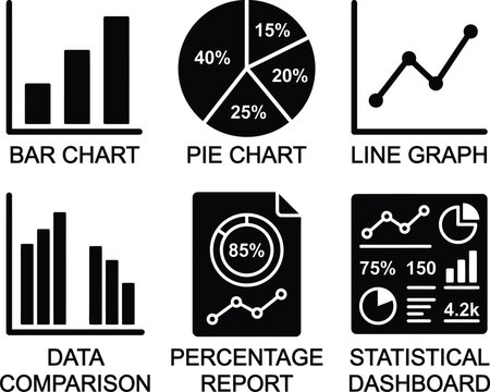 Infographic elements, charts and graphs set, business data visualization tools, statistics icons