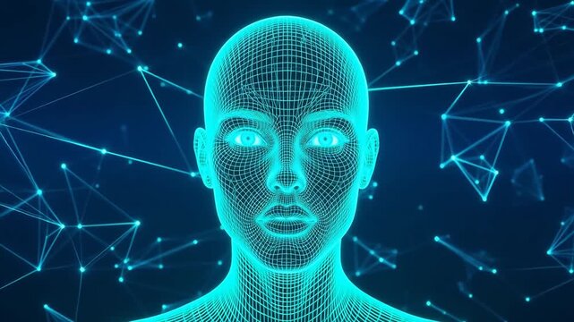 Digital wireframe human face