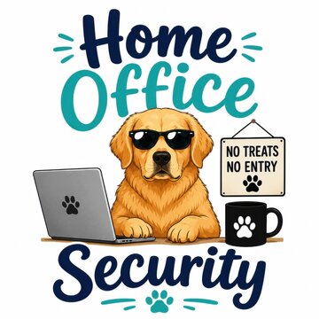 A funny work-from-home design featuring a hardworking canine security officer on duty