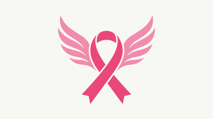 Naklejka premium Pink Ribbon With Wings Symbolizing Hope and Support for Breast Cancer Awareness