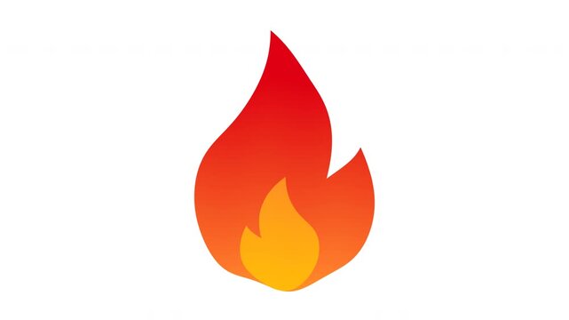 Fire icon animation. Stylized flame icon with gradient colors on a white background.