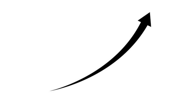 Business growth arrow and graph chart animation.black arrow up line growth white background.