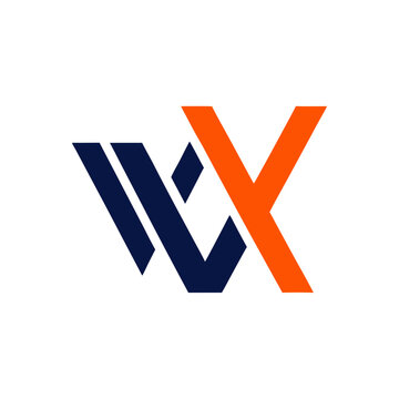 Abstract lettermark logo design featuring interlocking letters w and x in blue and orange colors