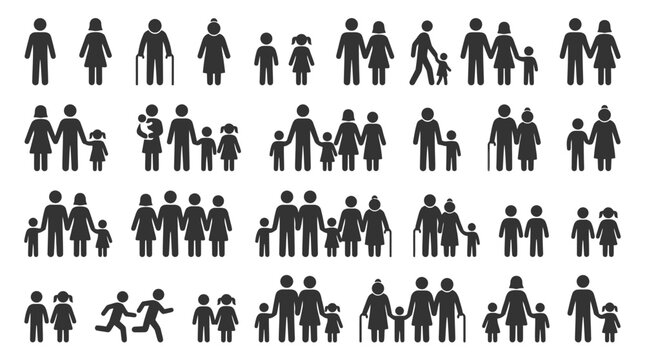 Black silhouettes of people walking together.