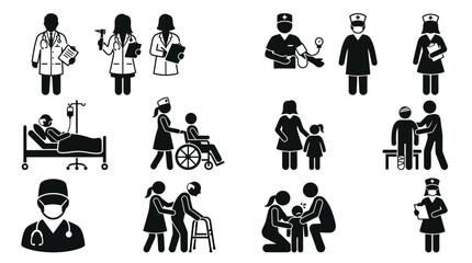 Obraz premium Medical workers helping patients in hospital.